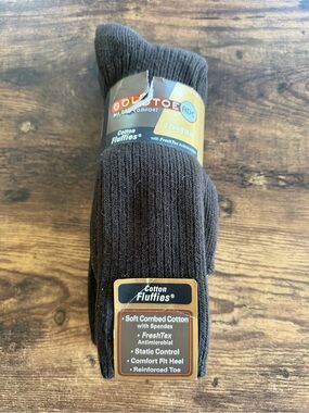 Gold Toe Brown Cotton Fluffies Men's Crew Socks